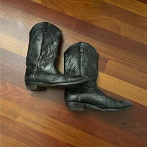 Lucchese 2000 Black Leather Cowboy Boots